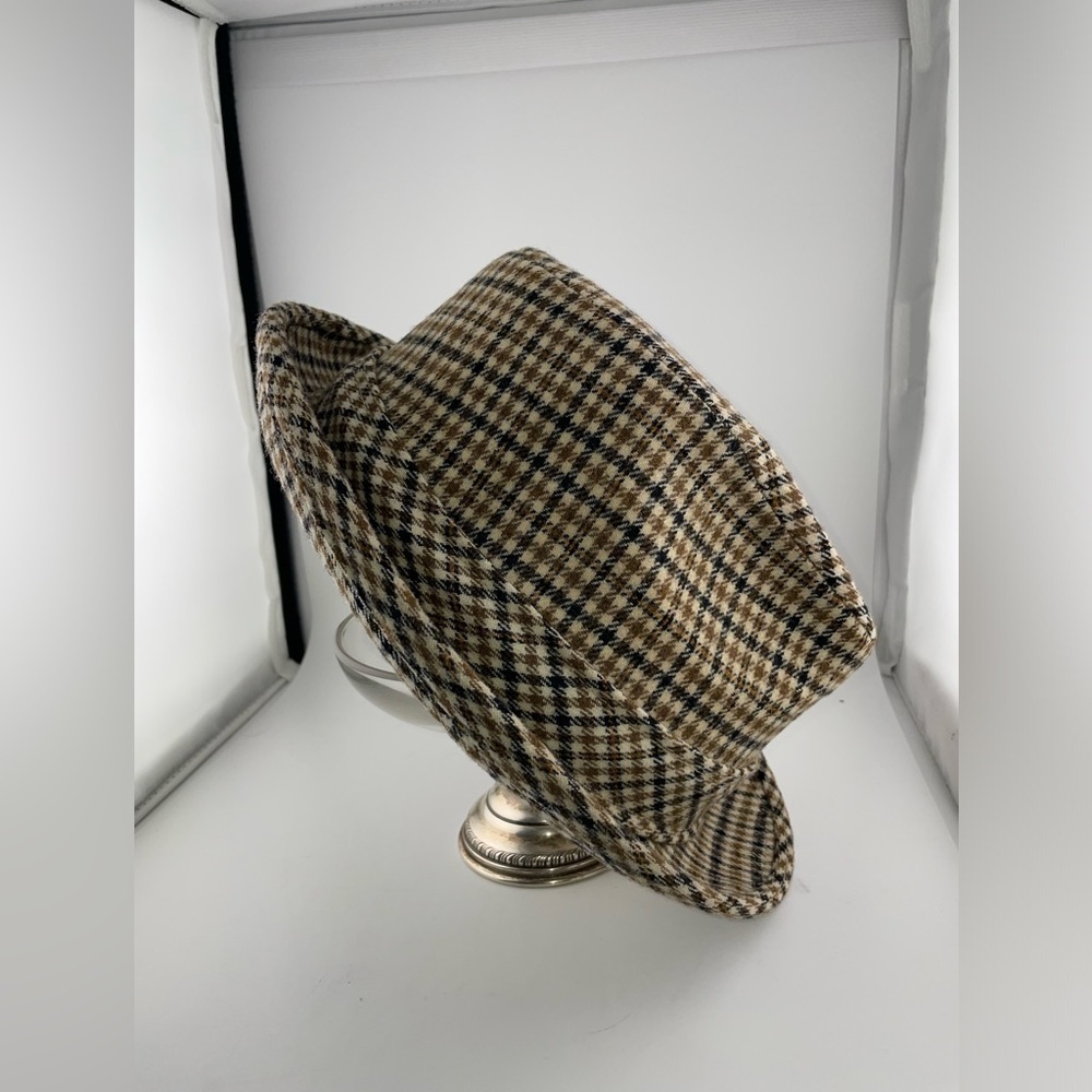 Pendleton Men's Size 7 1/4 Fedora Hat Cap houndstooth Pure Virgin Wool Feather   - Picture 5 of 8